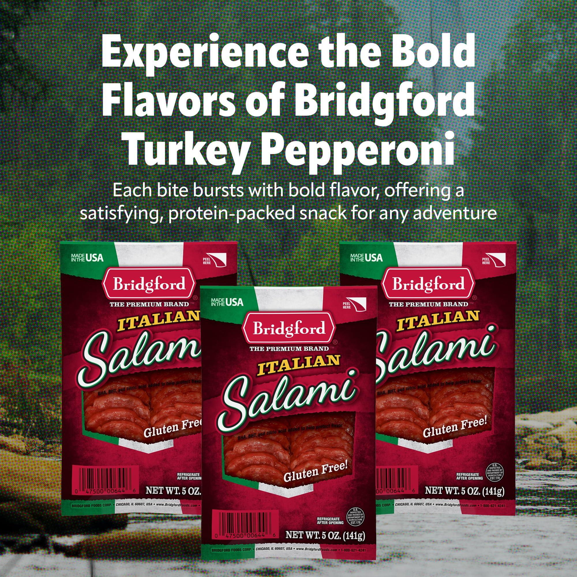 Bridgford Bridgford Italian Salami 5 oz Pack of 2 - Zero Carb Healthy Salami Sliced Charcuterie Meat for Your Charcuterie Boards or Antipasto Platters - Ready-to-Eat Snack for On-the-Go Snacking