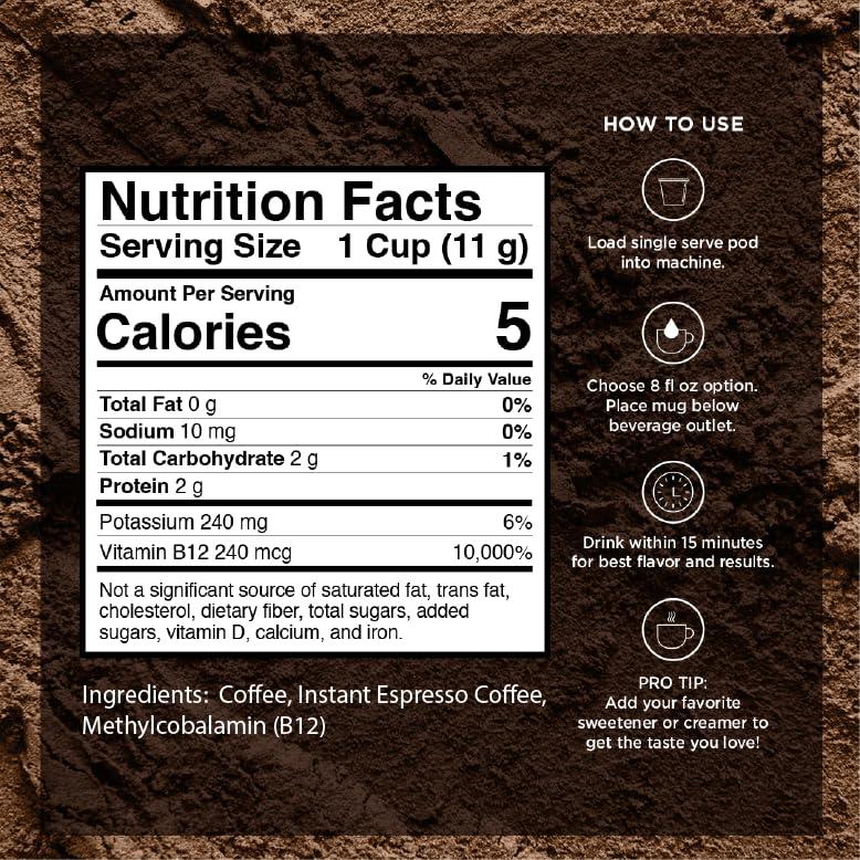 VitaCup VitaCup Extra Shot Strong Coffee Pods, Bold & Intense Dark Roast w/Espresso Shot, High Caffeine, Vitamin B12, Antioxidants, Recyclable Single Serve Pod Compatible w/Keurig K-Cup Brewers, 32ct