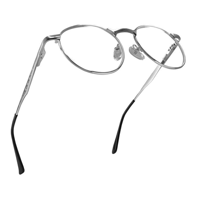 2SeeLife Silver Large Metal Wire Rim Round Reading Glasses Men & Women with Vintage & Sturdy Frame - Spring Hinges Fashion Readers - Trendy for all Face Shapes Readers for Women & Men - Cheaters Glasses 1.0