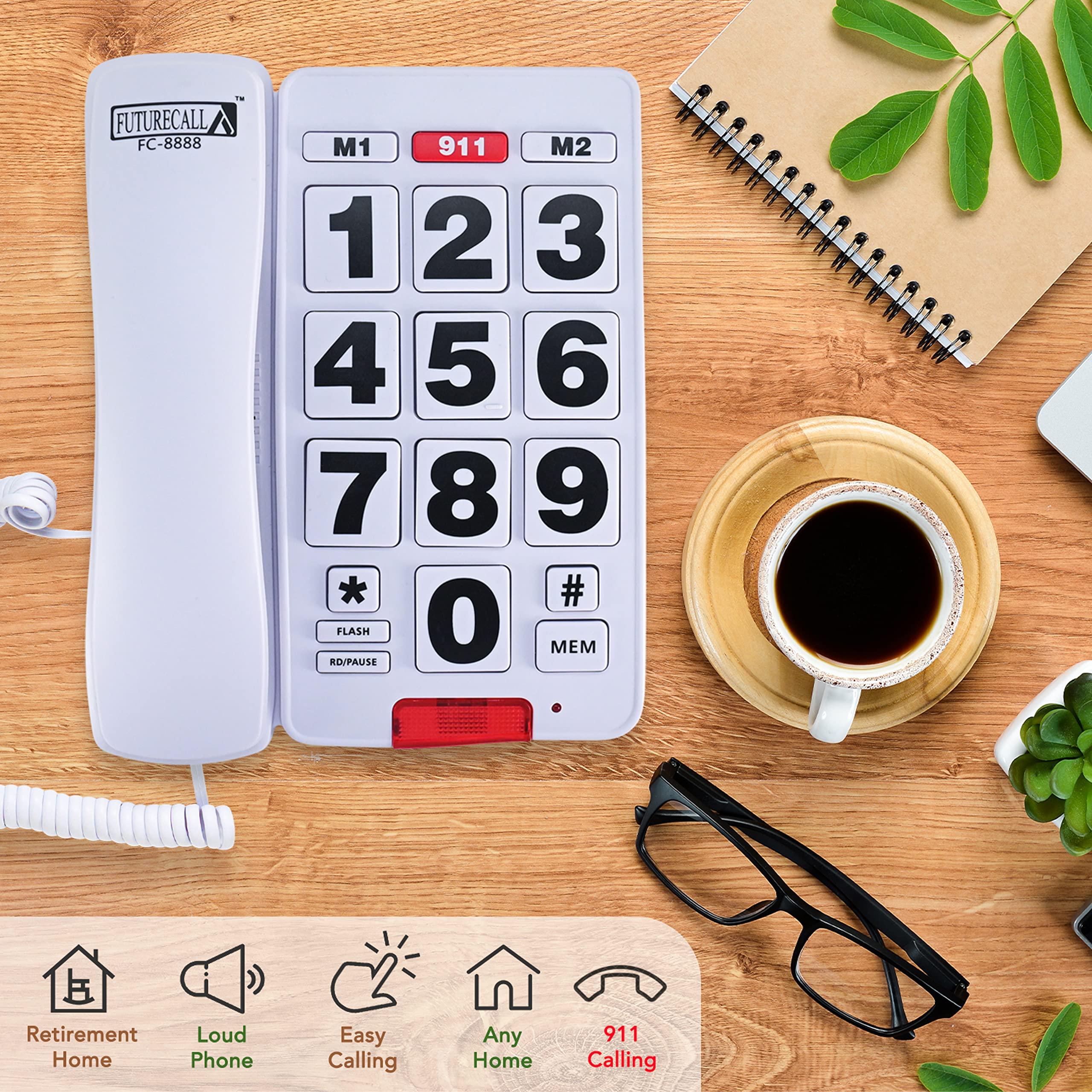 Future Call Future Call FC-8888 Big Button Phone for Seniors | Large Button Phones for Seniors | Phone for Visually Impaired and Telephones for Hearing Impaired | 40db Handset | Best Landline Phones for Seniors