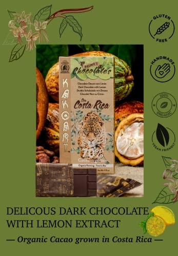 BRUNO'S CHOCOLATES Kakoart Bruno's Chocolate | Chocolate Bars with flavors, 1.75oz/50g, 7 pack | Organic Single Origin Trinitarian Cacao from Costa Rica, certified by the USDA, Gluten free, Vegan (70% Lemon)