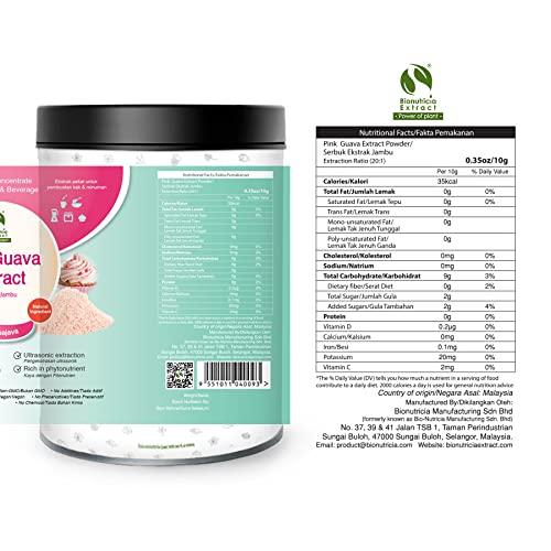 BIONUTRICIA EXTRACT Pink Guava (Psidium guajava) Standardized Extract Powder 200g | Natural Flavor & Color | Non GMO | Pure Extraction