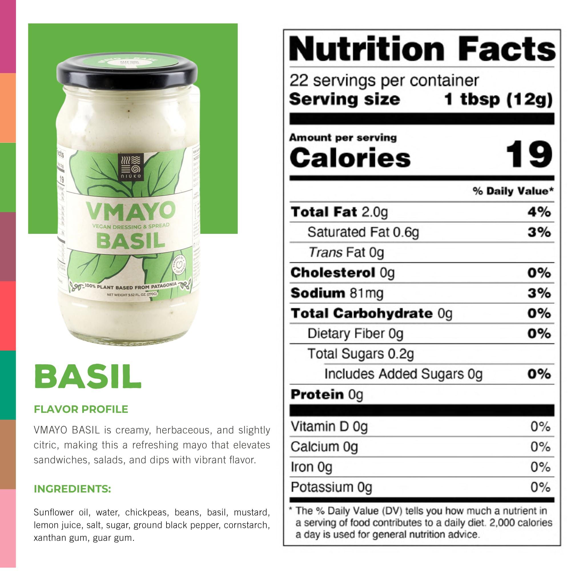 NIUKE NIUKE VMAYO Basil Vegan Mayo - Chickpea-Powered, Herbaceous & Creamy, 9.52 oz, 6 Pack