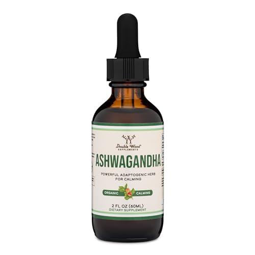 Double Wood Supplements Ashwagandha Organic Drops for Stress Relief (1,200mg, 60 Servings) Ashwagandha Tincture for Adrenal Support and Cortisol Manager (Vegan Safe, Gluten Free, Non-GMO) by Double Wood