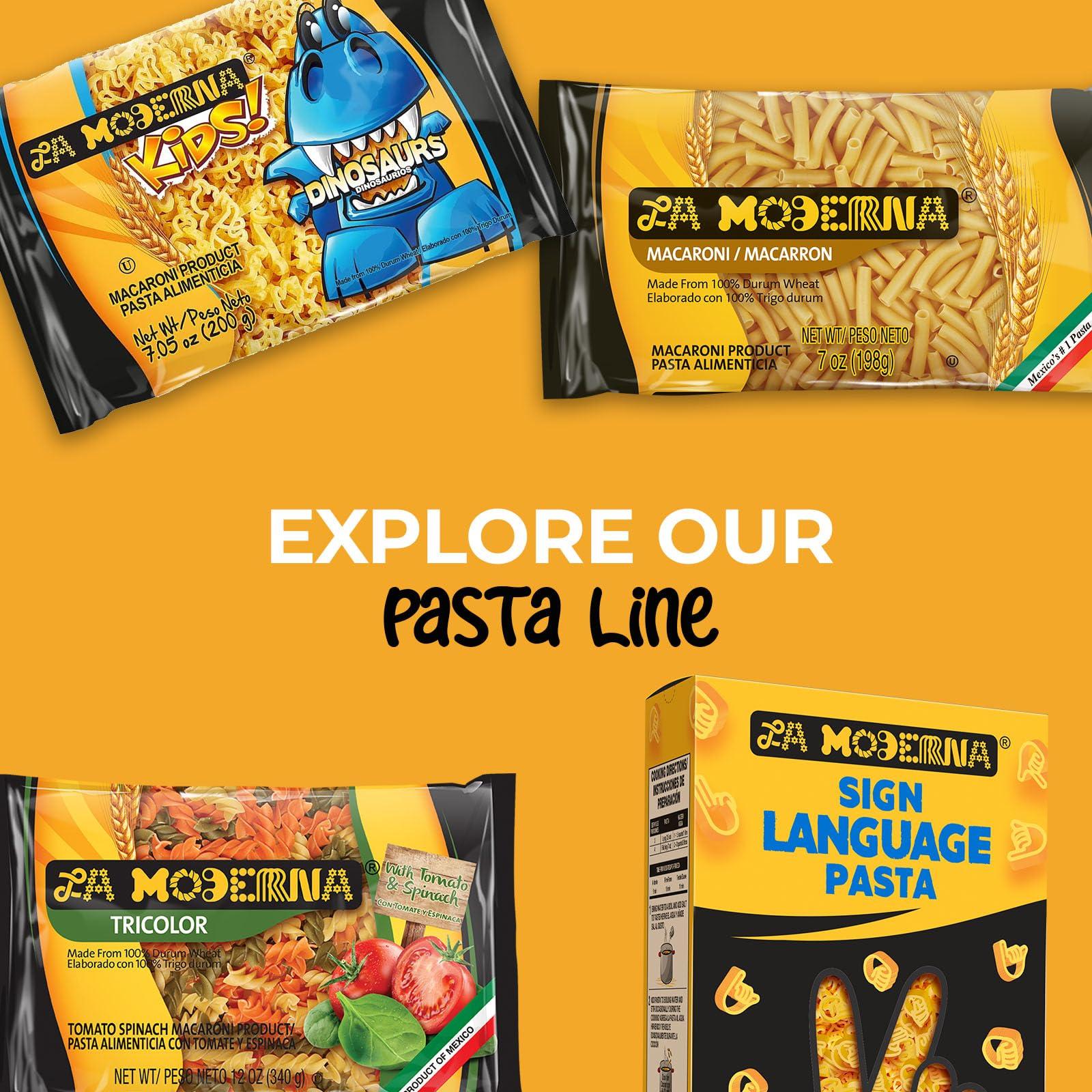 La Moderna LA MODERNA, Kids Dinosaurios, Pasta, Hecha con Smola de Trigo Durum, Enriquecida con Vitaminas, 7 oz, Pack de 20