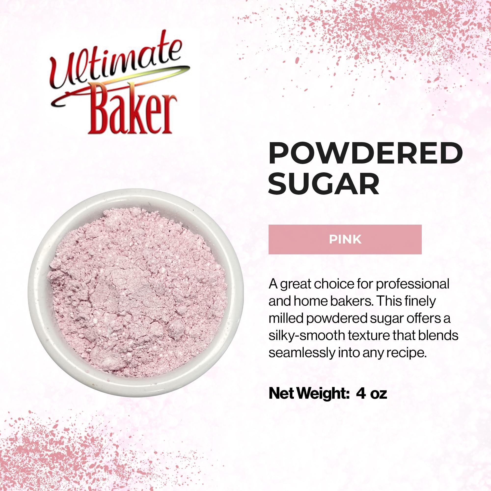 Ultimate Baker Ultimate Baker Powdered Sugar - Naturally Colored Icing Sugar for Icing & Frosting, Extra Fine Grain Confectioners\' Sugar for Baking (4oz Bag, Pink)