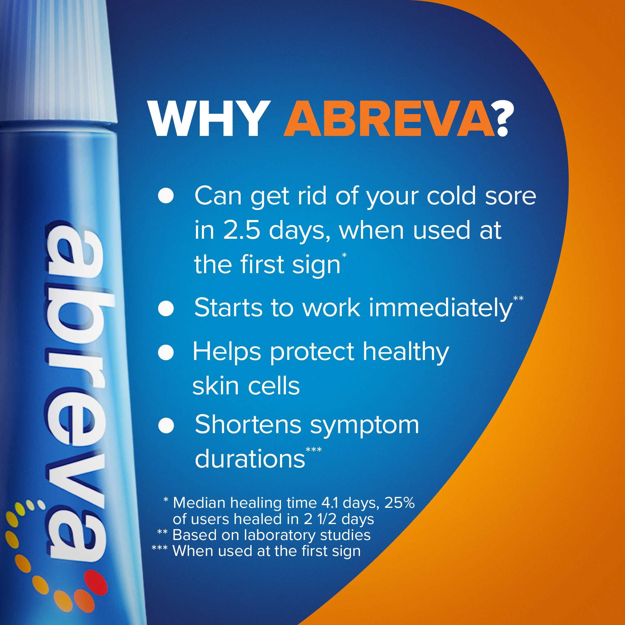 abreva Abreva 10 Percent Docosanol Cold Sore Treatment, Treats Your Fever Blister in 2.5 Days - 0.07 oz Tube x 2