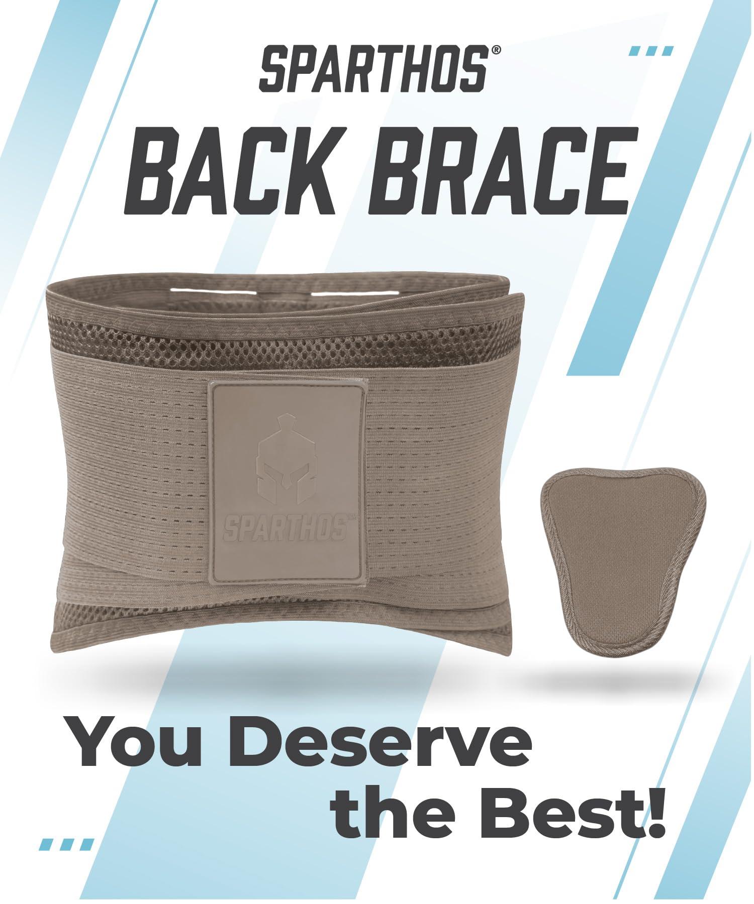 Sparthos Sparthos Back Brace for Lower Back Pain - Immediate Relief from Sciatica, Herniated Disc, Scoliosis - Breathable Design With Lumbar Support Pad - For Home & Lifting At Work, For Men & Women - (Beige-M)