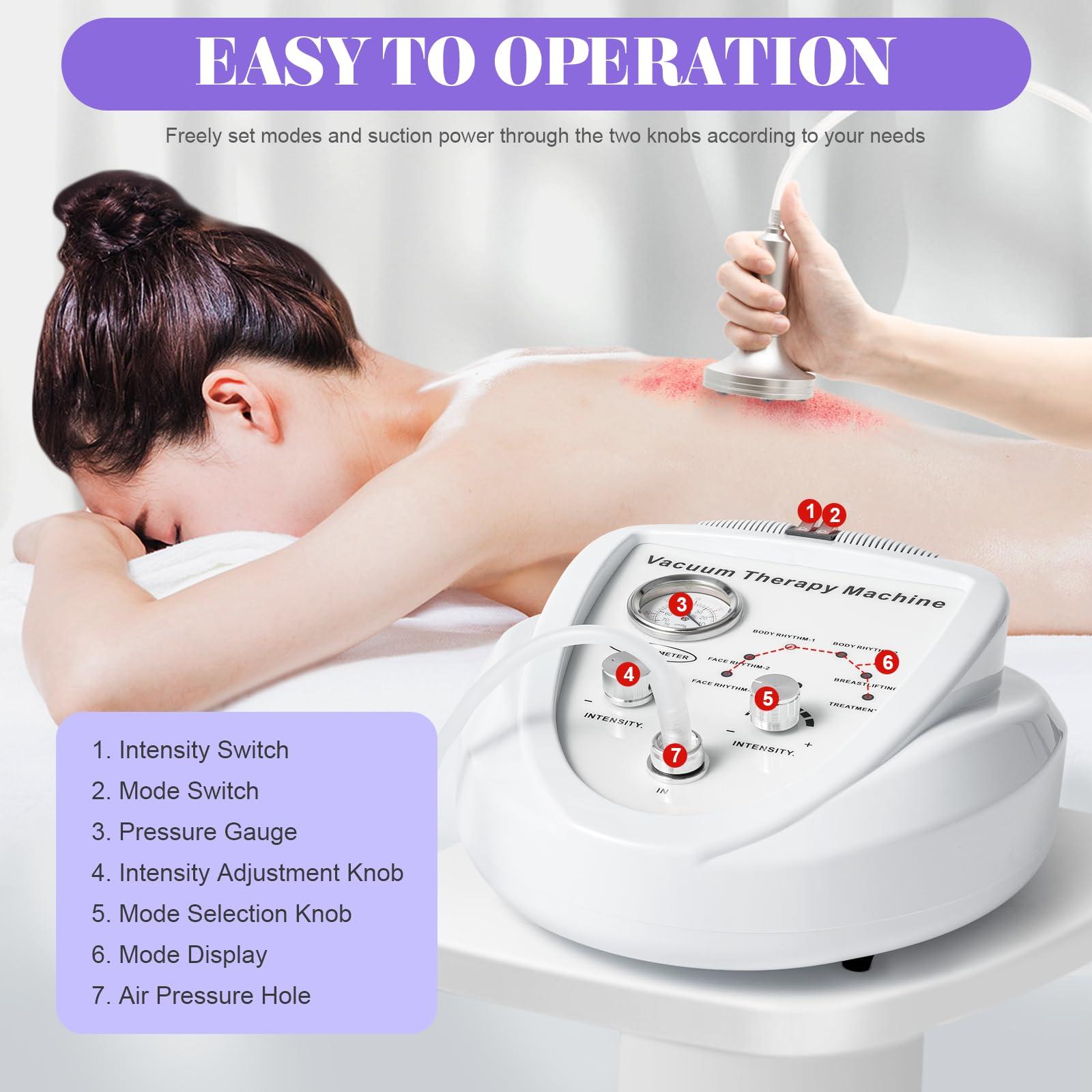 Knwigoe Knwigoe Vacuum Therapy Machine Multifunctional Back Message Machine Body Shape Massager Cupping Machine Set with 24pcs Vacuum Cups and 3 Pumps for Butt Lifting (Max Suction 70cmhg)
