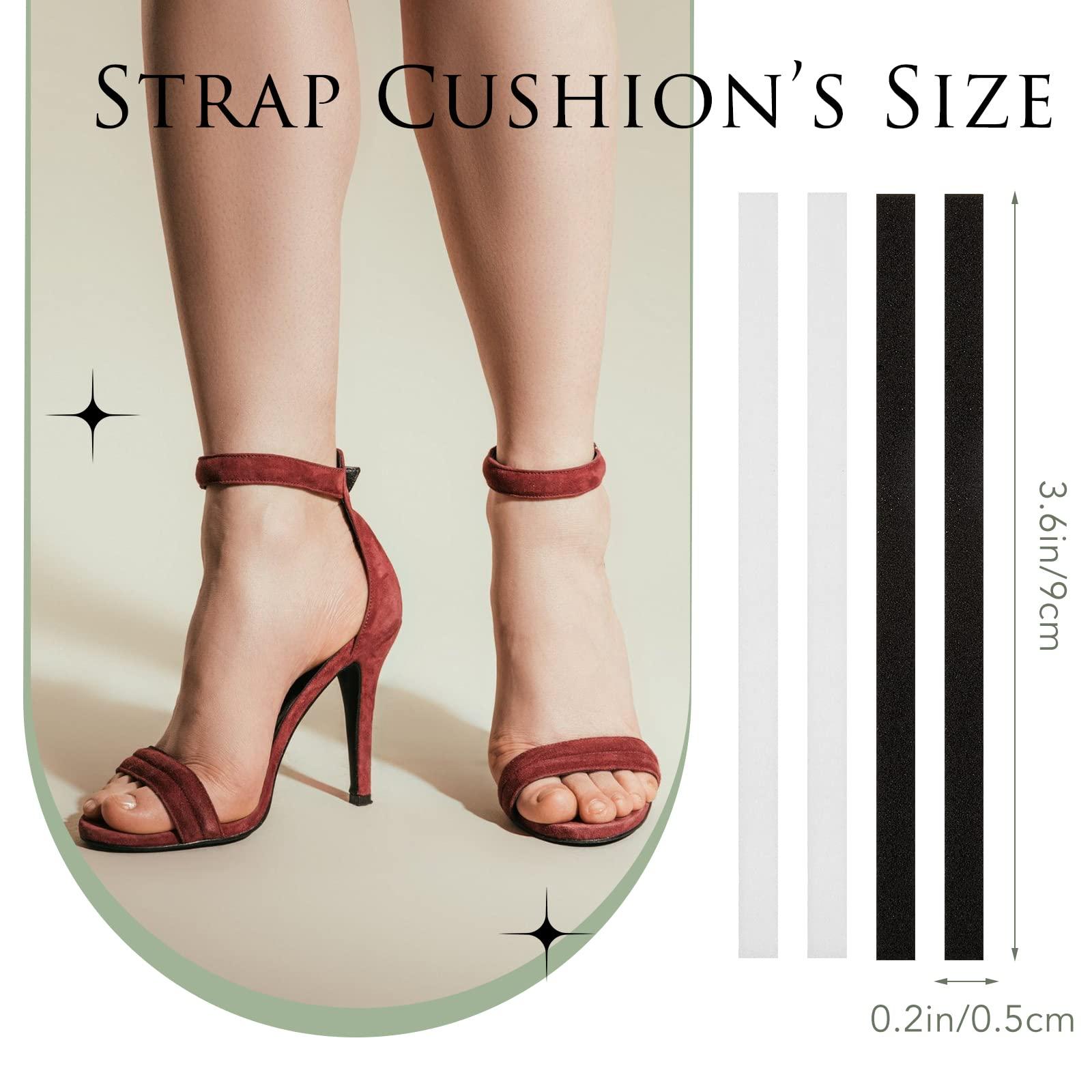 Hercicy 200 Pcs Womens Strap Cushion Insert Shoe Tape Cuttable Shoe Straps for Heels Foot Cushion for Heels, Pumps, and Sandals (Black, White)