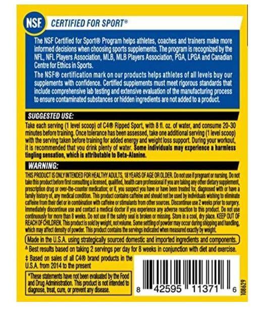 Cellucor C4 Ripped Sport Pre Workout Powder Fruit Punch - NSF Certified for Sport + Sugar Free & C4 Sport Pre Workout Powder Blue Raspberry - Pre Workout Energy