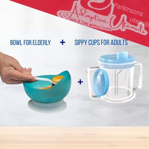 ADAPTIVE UTENSILS ADAPTIVE UTENSILS Set Integral adult sippy cup,adult sippy cups spill proof,sippy cup with straw spill proof,equipment for disabled adults,scoop dish