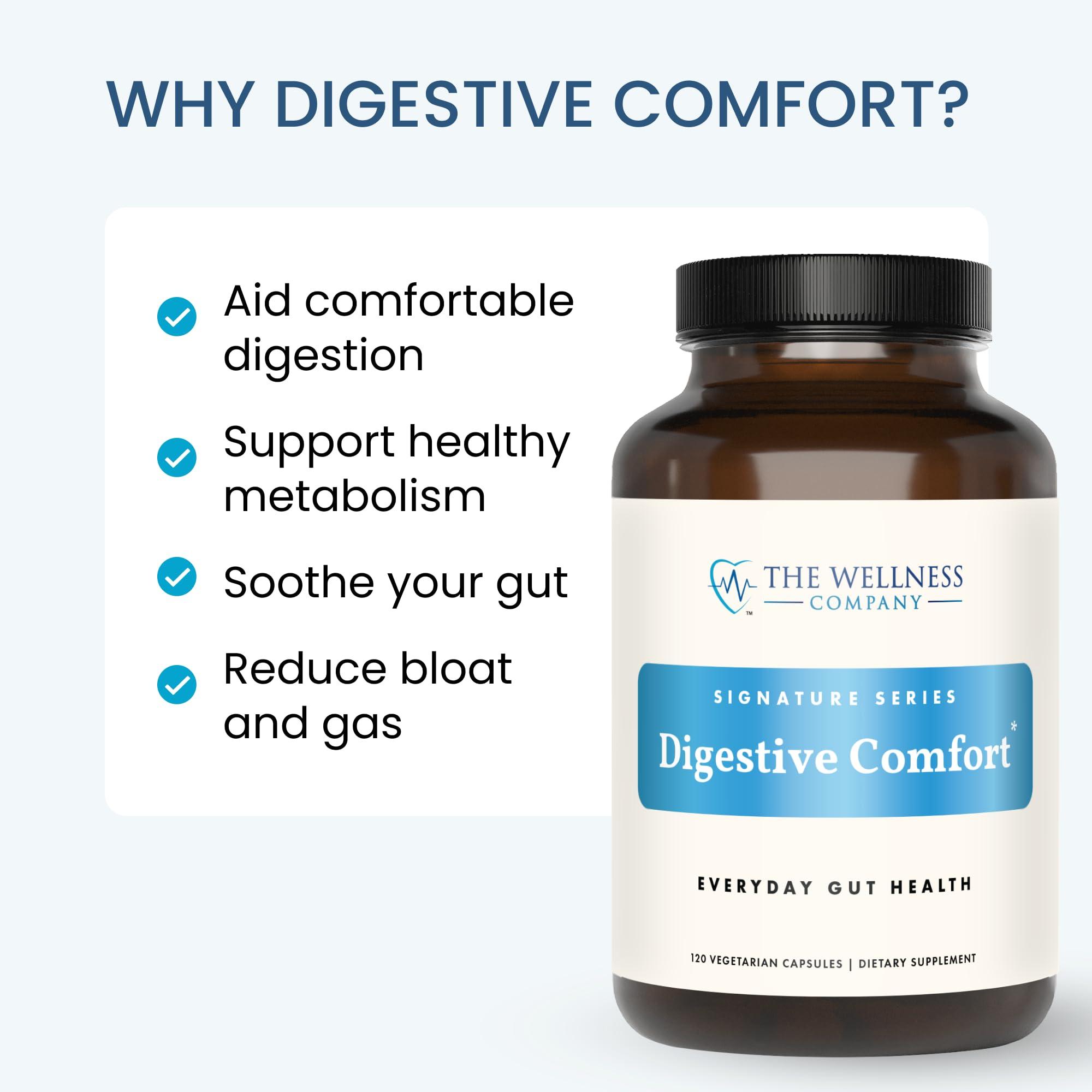 The Wellness Company The Wellness Company Digestive Comfort | 120 ct (2 Month Supply) | Relief for Digestive Bloat and Gas with All-Natural Digestive Enzymes | Non-GMO, Vegan, Gluten Free | for Healthy, Smooth Digestion