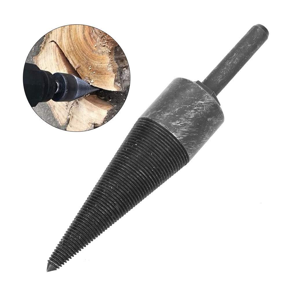 Hilitand Hex Shank Firewood Drill Bit Wood Splitter, 1.3in High Hardness Splitting Cone Reamer Punch Drilling Tool for Family Outdoor Camping Farm