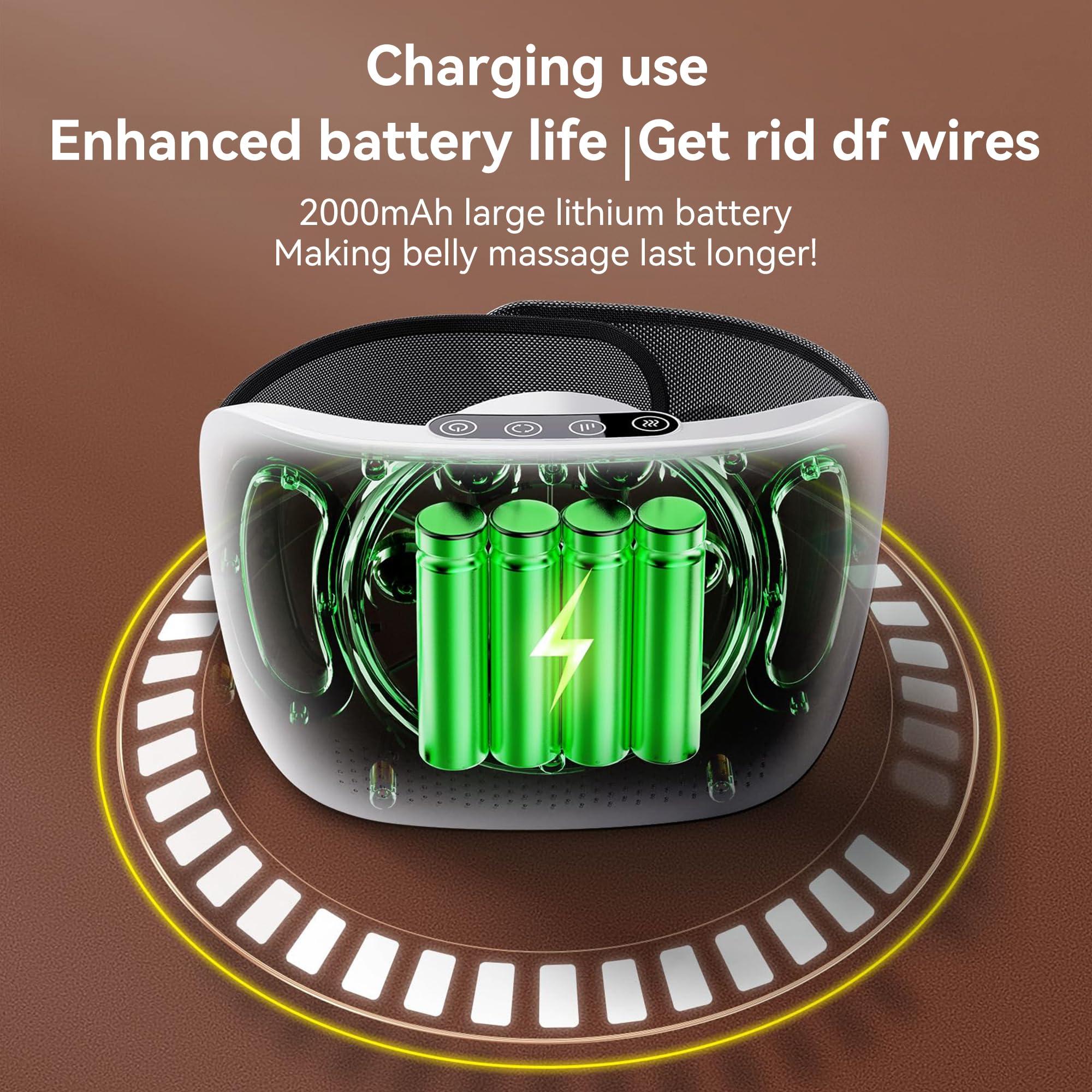 SORELAX Electric Abdominal Cellulite Massager, Bian Stone Tummy Kneading Instrument for Flattening Belly, Alleviates Discomfort Caused by Problems Like Indigestion, Gas, Constipation, or Period Cramps (White)