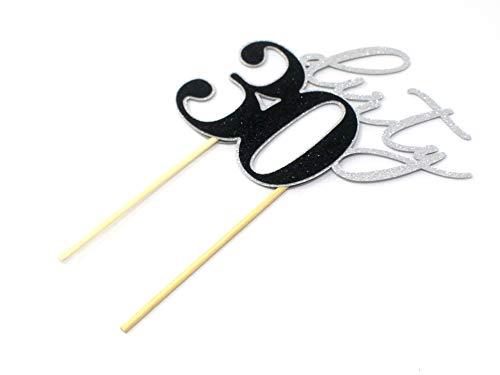 All About Details All About Details Dirty 30 Cake Topper, 1PC, 30th birthday (Silver & Black)