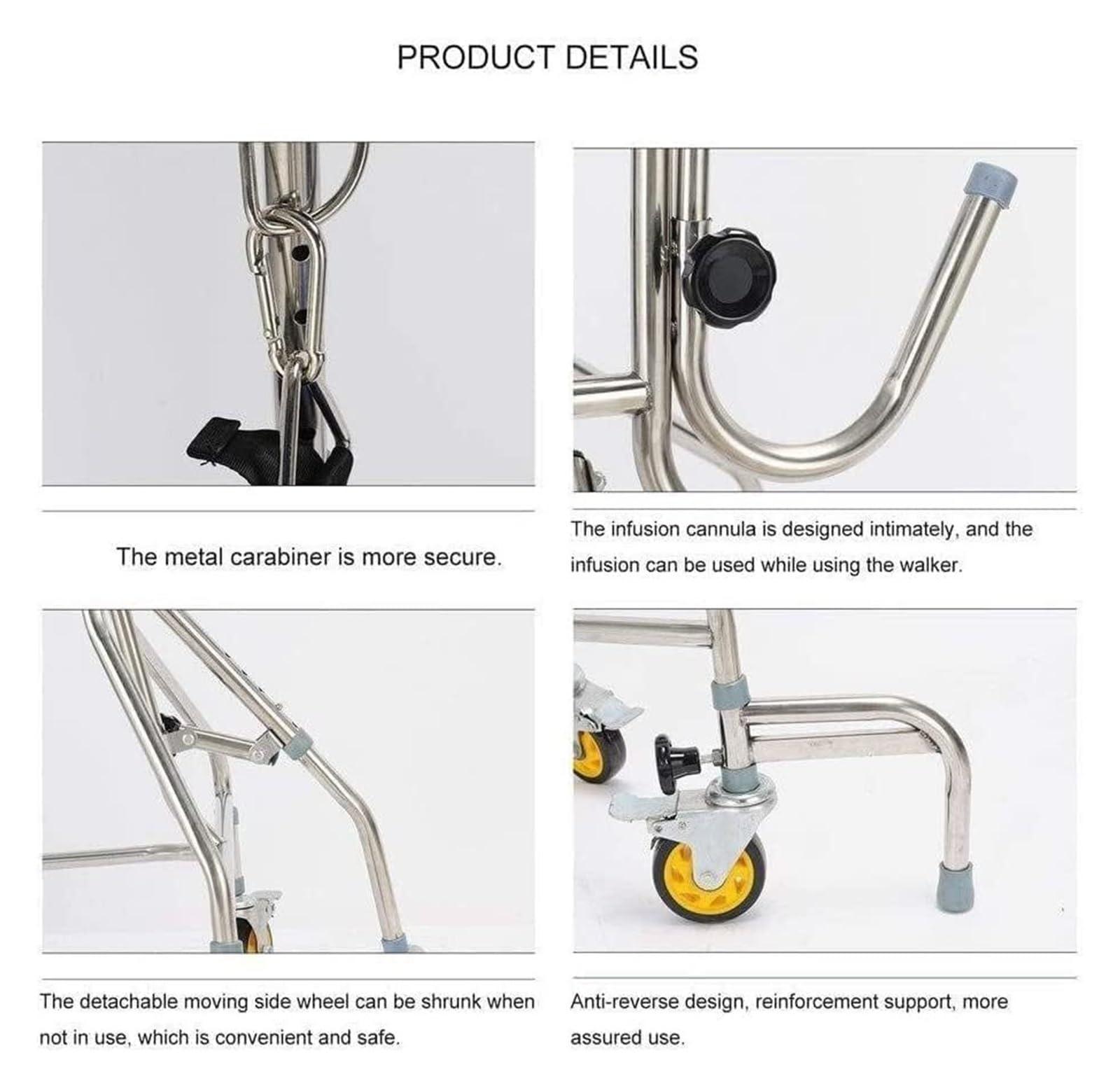 AMydio Standing Walker Medical Walker Standard Mobility Walking Aid with Seat and Wheels Adult 360 Rollator Steel Walking Frame Height Adjustable for Elderly Seniors 250 Kg Capacity