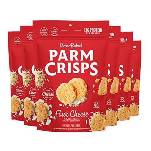 Parmcrisps ParmCrisps – Four Cheese Parm Crisps, Made Simply with 100% REAL Cheese | Healthy Keto Snacks, Low Carb, High Protein, Gluten Free, Oven Baked, Keto-Friendly | 1.75 Oz (Pack of 6)