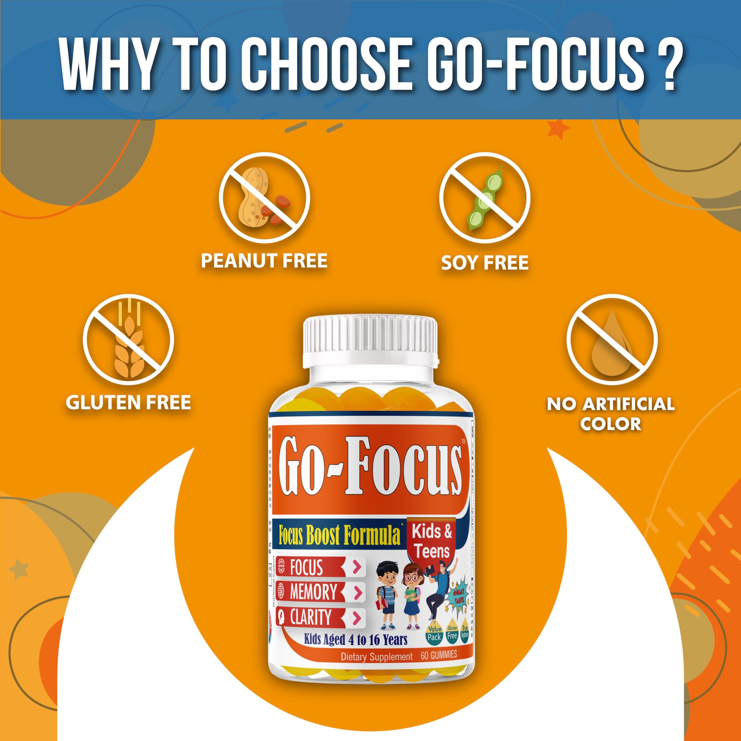 BrightKids BrightKids Brain Supplements for Memory and Focus, Omega 3 & DHA Focus Gummies for Kids, Memory Booster Focus Supplement for Kids & Teens- Low-Sugar, Natural Fruit Flavor 60 Gummies