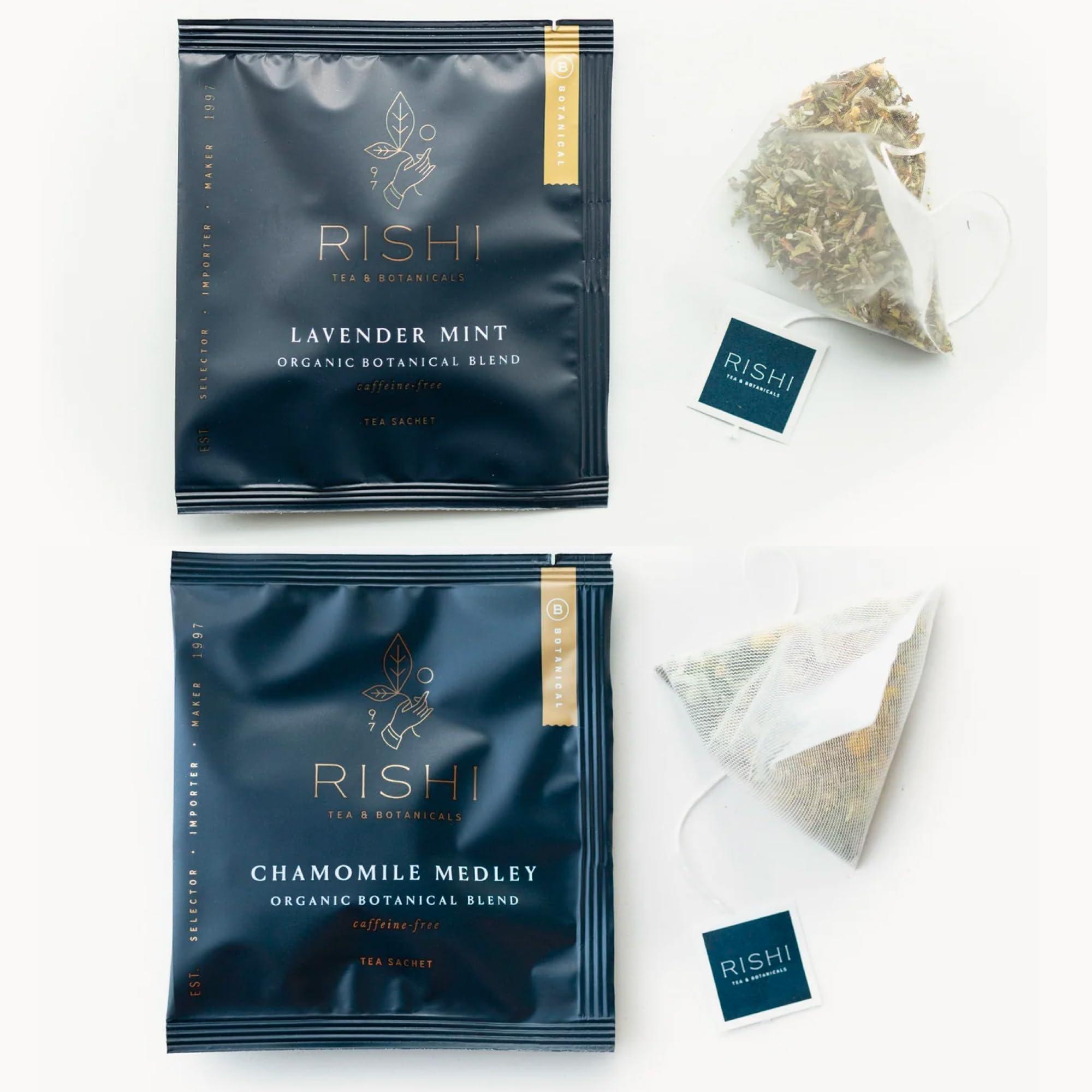 Rishi Tea Rishi Tea Lavender Mint & Chamomile Medley Tea - Organic Sachet Tea Bags, Caffeine Free Botanical Tea Bundle - 50 Count (Pack of 2)