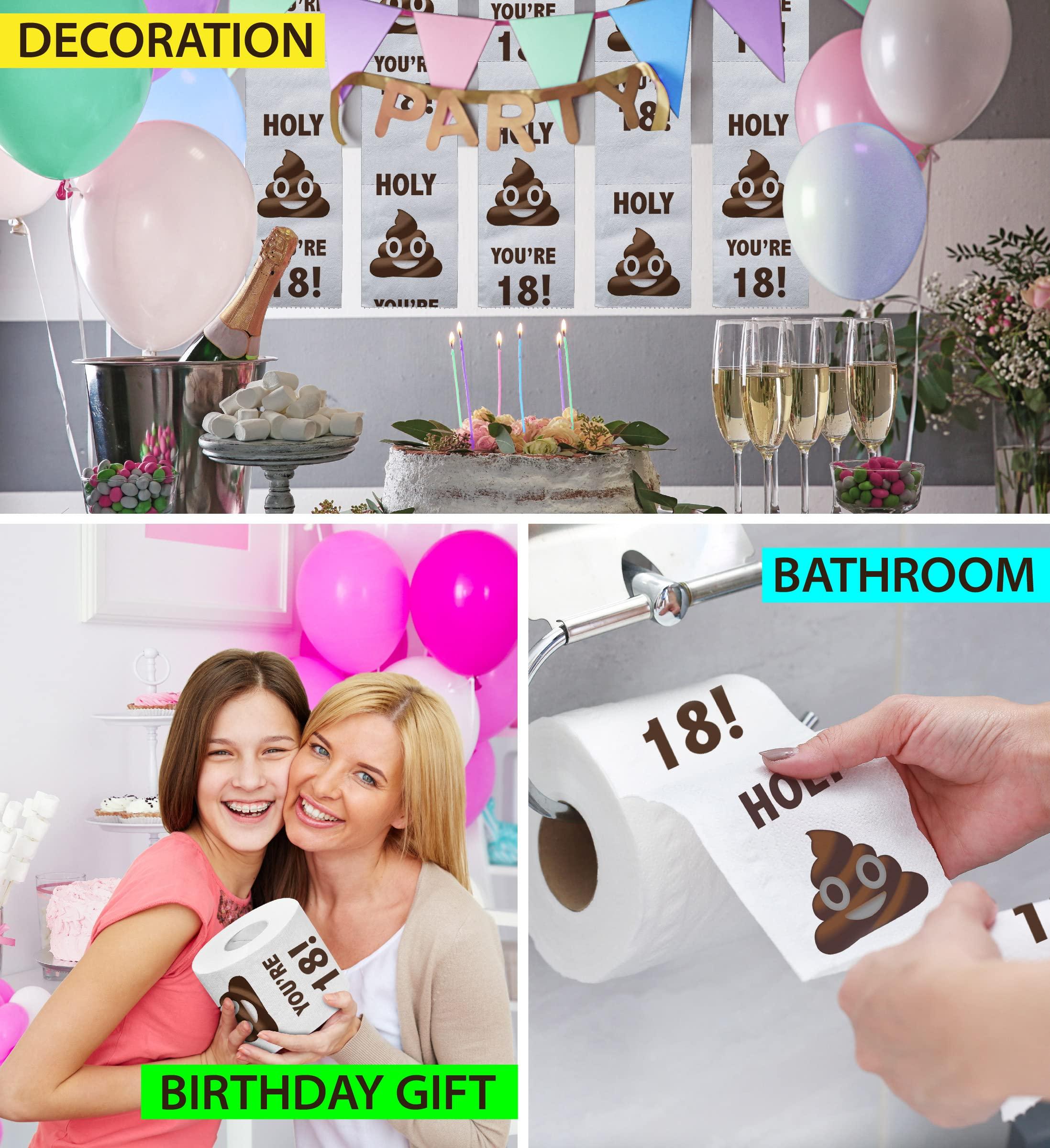 Printed TP Printed TP Holy You\'re 18 Birthday Toilet Paper Gift - 18th Bday Party Funny Birthday Gift Joke Toilet Paper Prank, Novelty Unique Birthday Presents for Men, Women, Family, Friends - 500 Sheets