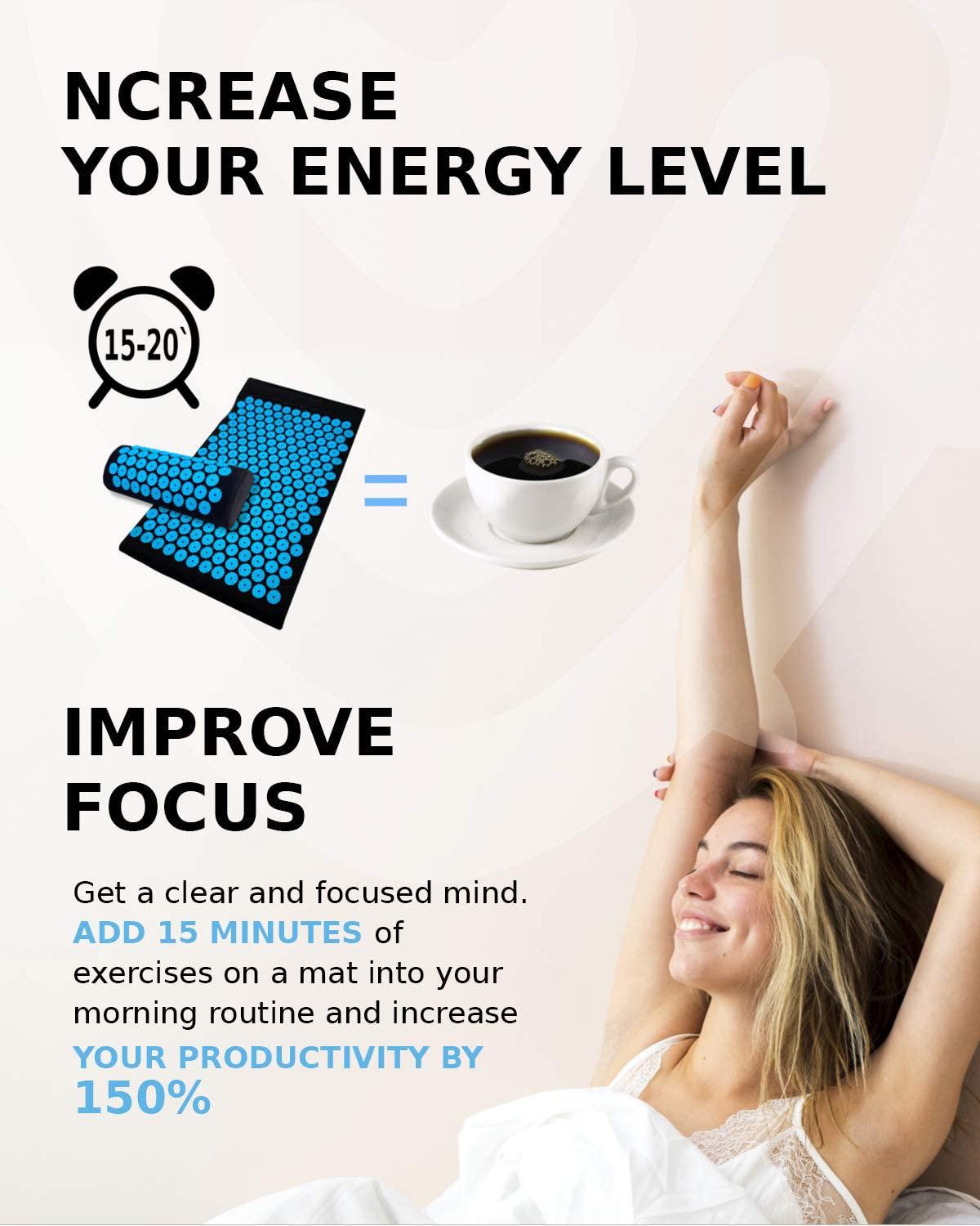 SoulShell Acupressure Mat and Pillow Set for Lower Back Pain Relief & Muscle Relaxation - Acupuncture Mattress + Spiky Ball Massage Set for Back, Neck & Sciatic Nerve Pain - Relieves Tension at Pressure Points