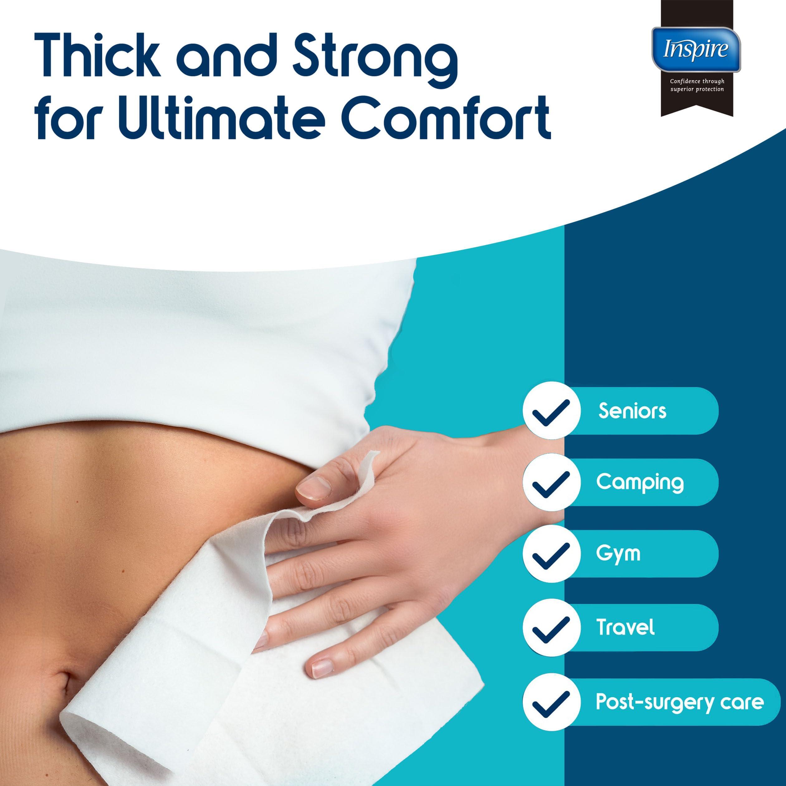 Inspire Inspire Rinse Free Body Wash Wipes | Bathing Wipes, Shower Wipes | Extra Large Adult Wipes With Aloe | Cleansing Adult Wipes | Body Wipes For Women And Men | Disposable Washcloths For Adults Bathing