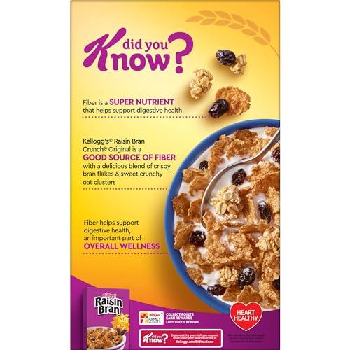 Raisin Bran Kellogg\'s Raisin Bran Crunch Breakfast Cereal, Family Breakfast, Fiber Cereal, Family Size, Original, 22.5oz Box (1 Box)
