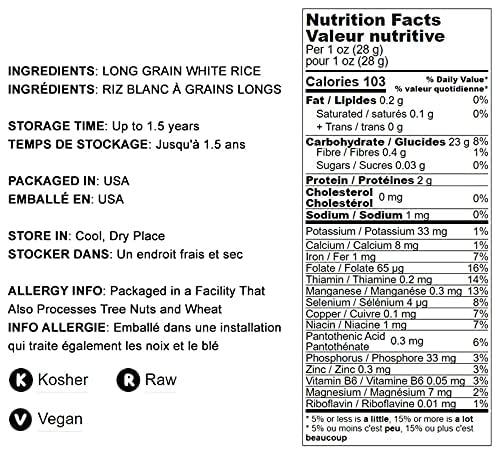 Food to Live Food to Live Long Grain White Rice, 5 Pounds Raw, Vegan, Kosher. Easy to Cook. Stays Separate and Fluffy. Rich in Iron and Low in Fat. Great as Side Dish. Perfect for Stuffing, Pilafs, and Salads