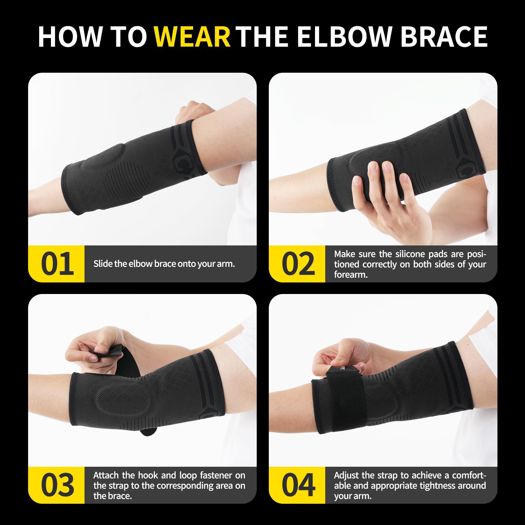 CAMBIVO CAMBIVO 1 Pair Elbow Compression Sleeve with Removable Strap & Gel Pad for Men Women, Elbow Brace for Tendonitis and Tennis Elbow, Golfers Elbow Brace for Weightlifting, Arthritis, Workout, Joint Pain