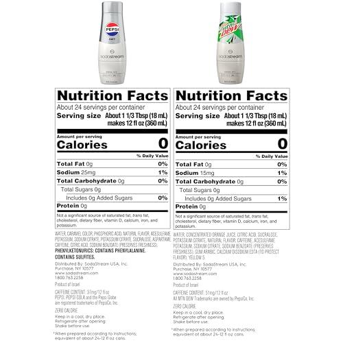 sodastream SodaStream Pepsi & MTN Dew Variety Pack, Diet, 440ml, (Pack of 3)