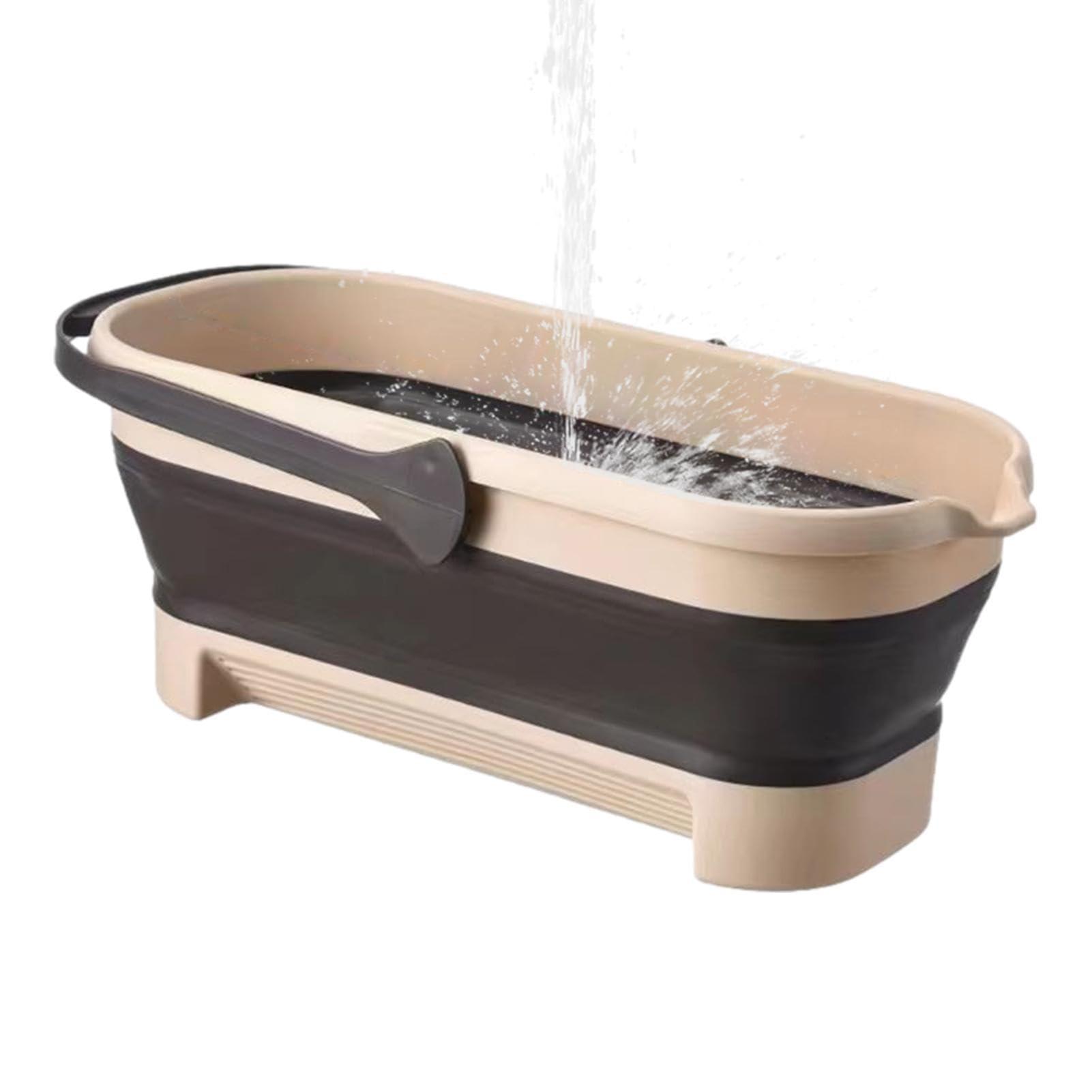 Naysku Large Collapsible Bucket - Collapsible Rectangular Handy Basket/Bucket, Portable Rectangular Folding Bucket with Sturdy Handle, Multiuse Water Bucket for Cleaning Mop, for Camping, Beach Trips