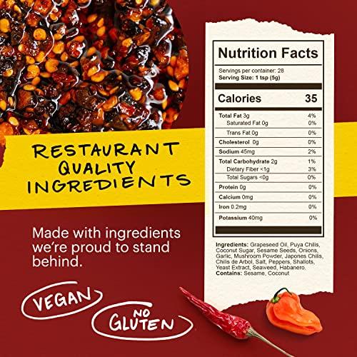 MOMOFUKU Momofuku Extra Spicy Chili Crunch by David Chang, (5.3 Ounces), Oil with Crunchy Garlic and Shallots, Crisp for Cooking as Sauce or Topping