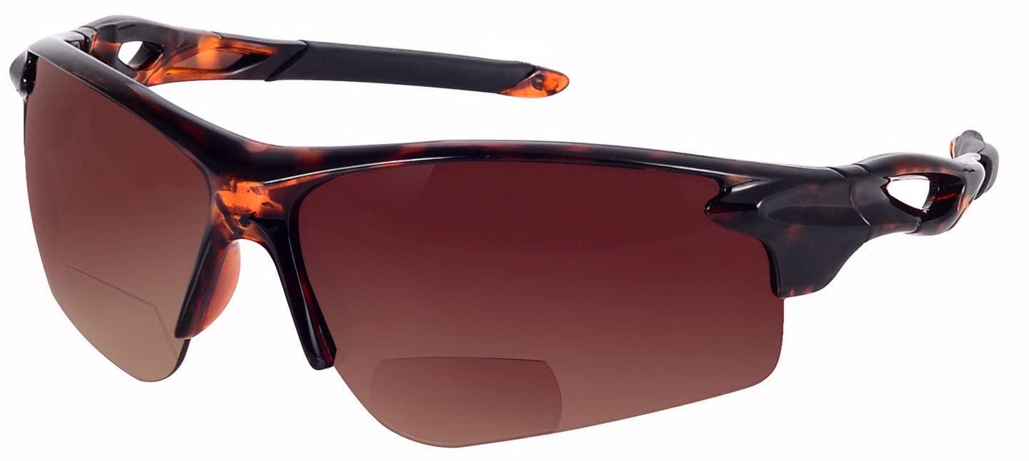 Mass Vision Mass Vision The Athlete Polarized Lightweight Sport Wrap Bifocal Reading Sunglasses for Men and Women (2 Pair Tortoise, 2.5, multiplier_x)