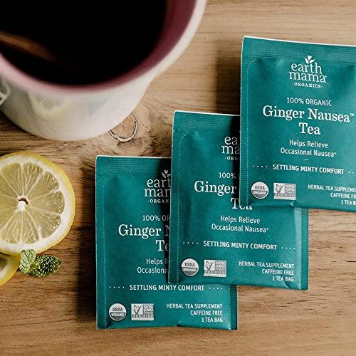 Earth Mama Earth Mama Organic Ginger Nausea Tea | Comforts Occasional Nausea + Morning Sickness, 16 Teabags Per Box (6-Pack)