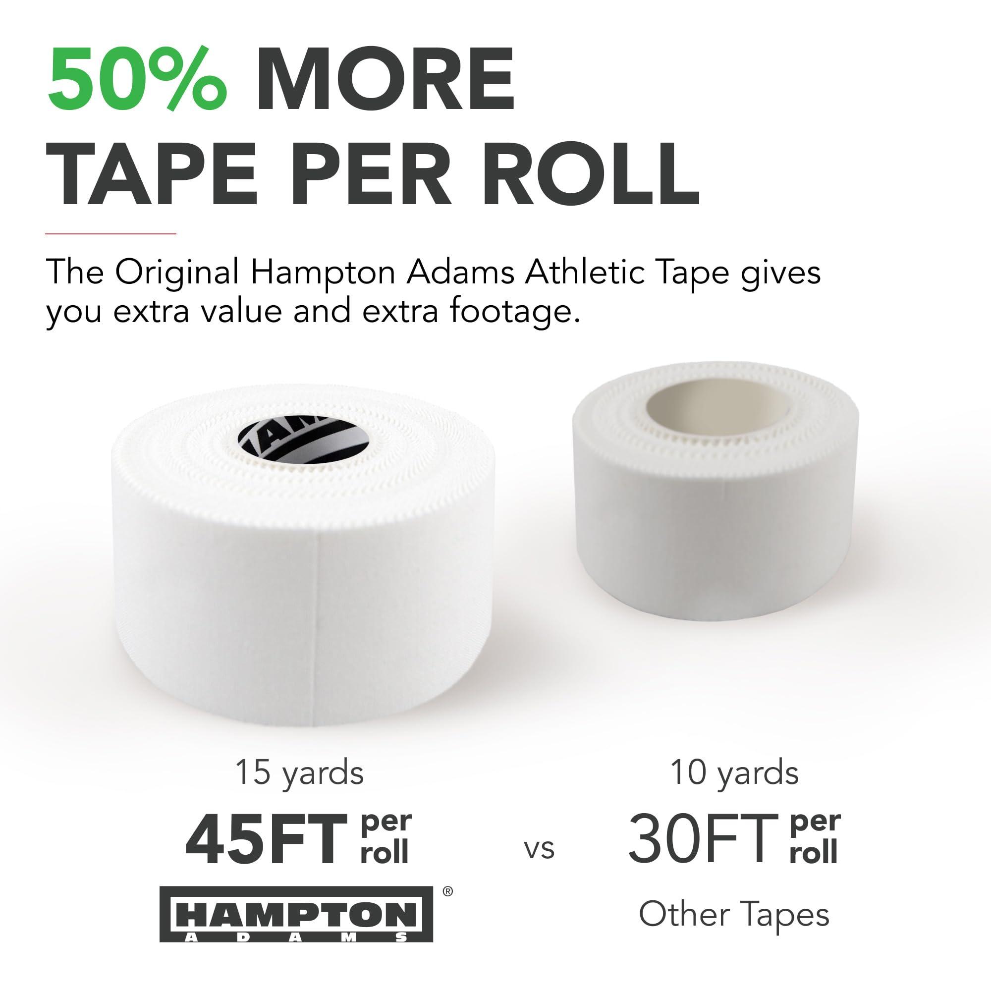 Hampton Adams Hampton Adams | As Seen on Shark Tank | Original Sports Medical Athletic Tape (8-Pack) | 45ft Rolls | No Sticky Residue Easy Tear | for Athletes Trainers First Aid Injury Wrap | Ankles Wrist (White)
