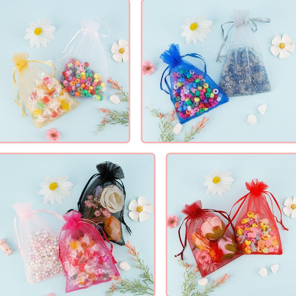 muyurra Organza Bags 4x6,50Pcs Sheer Mesh Bags Drawstring,Small Mesh Gift Bags,Drawstring Gift Bags, Wedding Favor Bags, Candy Bags Pouches for Party, Birthday,Festival,Soaps, Makeup, Wrapping Supplies,Pink