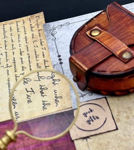 geekgifts Monocle Pocket Magnifying Glass with Leather Box, Magnifying Glass for Reading, Pocket Monocle Costume - Pocket Magnifiers 10x, Keepsake, Stocking Stuffer Gifts for Men Women