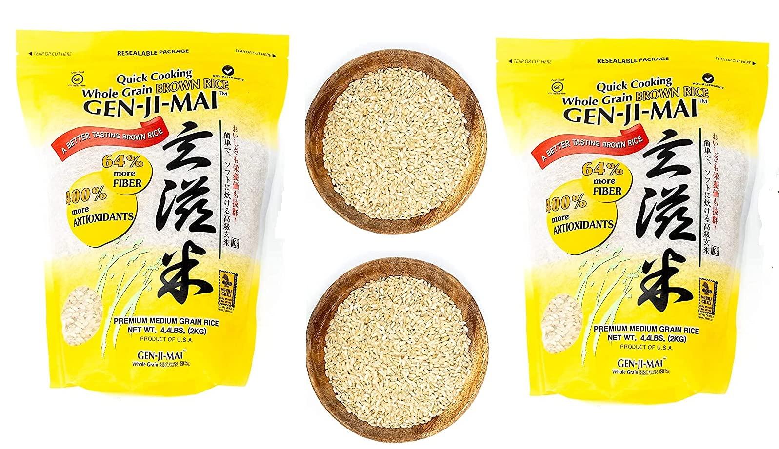 Gen-Ji-Mai Gen-Ji-Mai Quick Cooking Brown Rice for Meal Prep and Bulk Cooking - Gluten-Free, Vegan, Paleo, Non-Allergenic with 64% more Fiber - Soft and Chewy Texture (4.40 lb bag)(2-Pack)