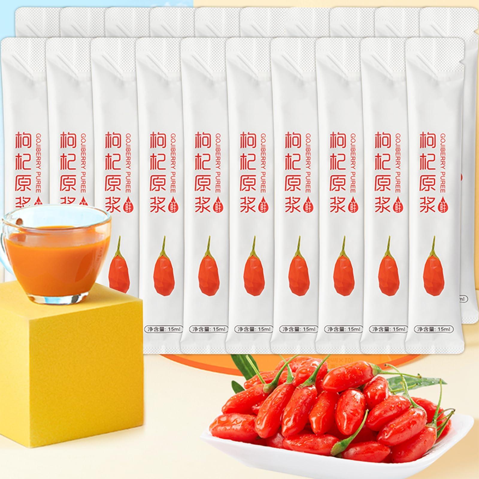 hee creek Goji Berries Fruit Puree Raw Liquid Drink (Wolfberries Juice) 100% pure juice Undiluted -15ml*20 PCSNo Added Sugar wolfberry tea goji puree goji juice (Wolfberries)