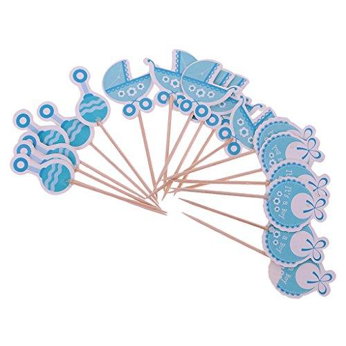 Inzopo Pack of 18 It'a a Girl or Boy Cake Topper Baby Shower Christening Party Cupcake Picks - It's a Boy, One Size
