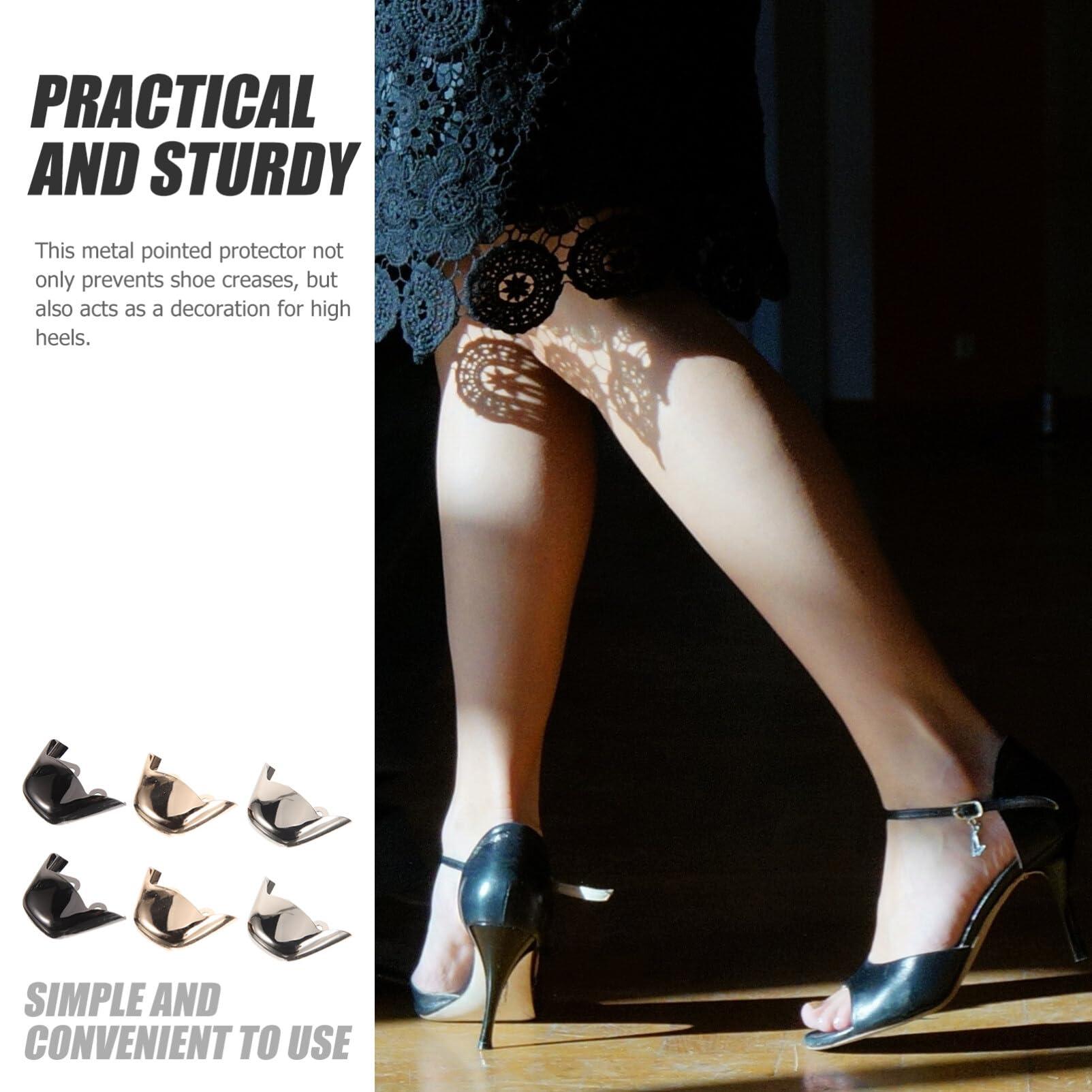 Abaodam 3 Pairs boots decor shoes shoe tip protections shoe tip covers boot protector boot toe guards shoe toe protector High heel metal sleeve Accessories shoe cover invisible