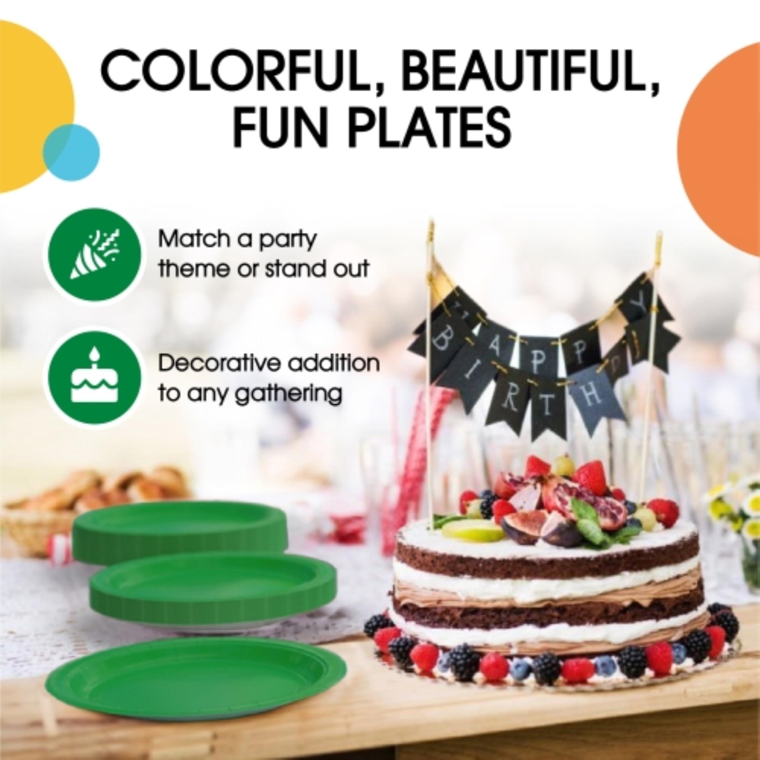 Exquisite Exquisite Green Plastic Plates Disposable 9\" Green Plastic Dinner Plates 50 Pcs Green Disposable Plates Plastic Plates For Party Plates Disposable Heavy Duty 350 GSM Green Plates For Party