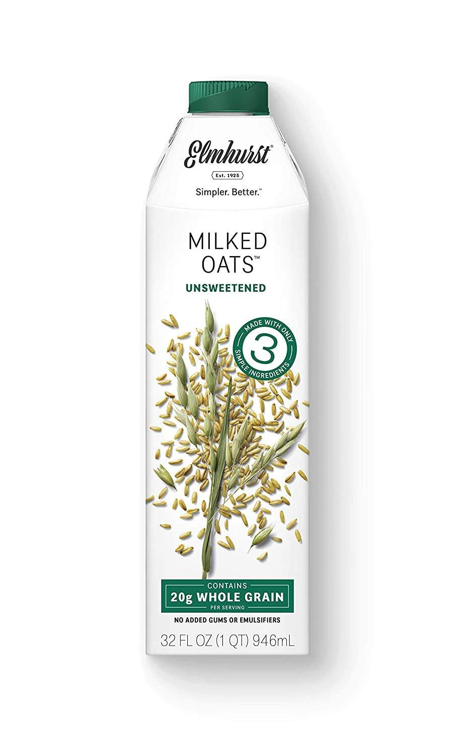 Elmhurst ELMHURST Unsweetened Oat Milk, 32 FZ