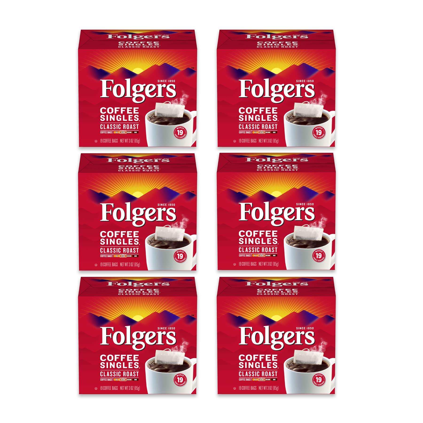 Folgers Folgers Coffee Singles Classic Medium Roast Coffee Bags 19 Count (Pack of 6)