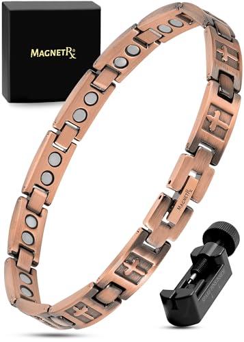 MagnetRX MagnetRX Copper Cross Bracelets for Women Effective Magnetic Womens Bracelet with Cross Adjustable Cross Bracelet with Included Sizing Tool (Cross)