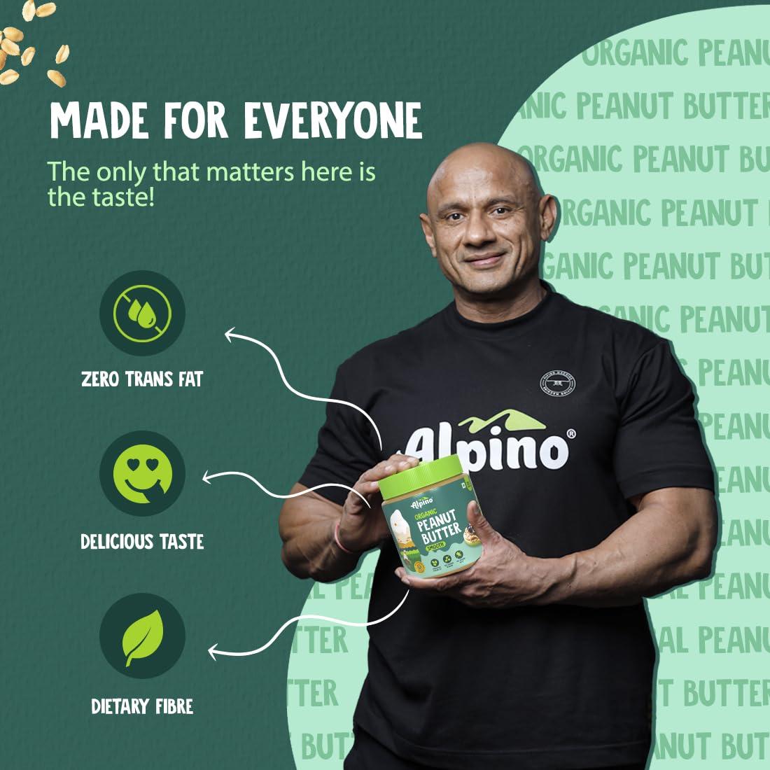 Alpino ALPINO Peanut Butter Smooth - Made with 100% Roasted Peanuts - 30g Protein, No Added Sugar & Salt, Gluten Free Plant Based, Unsweetened Peanut Butter