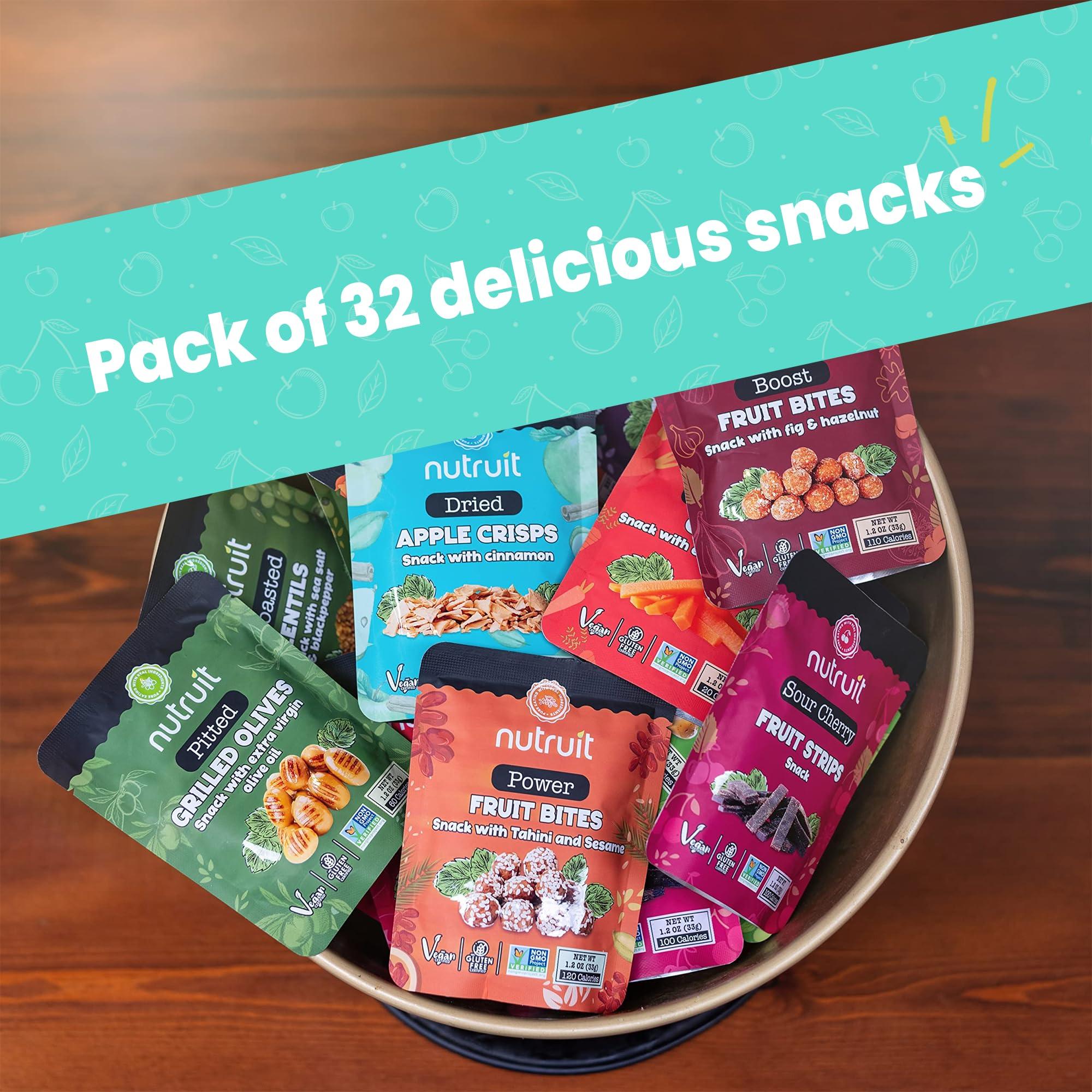 nutruit Nutruit Gourmet Healthy Snacks - 32 Pack MEGA Variety Box - Vegan, Gluten Free, Non-GMO Bulk Snacks - Kosher, High Protein, High Fiber, Plant-Based Healthy Snack - 1.2oz Packs