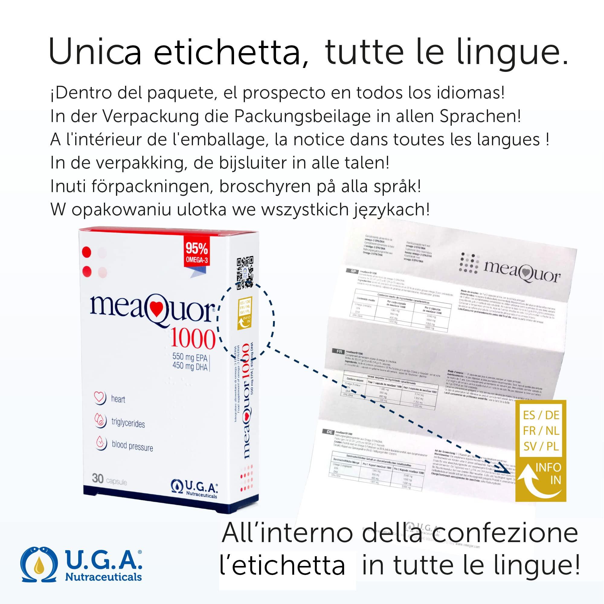 OMEGOR MEAQUOR 1000 30 Meaquor 1000 Omega 3 Supplement IFOS 5-Star Certified (30 Softgels) 1000mg of EPA and DHA per Dose, 95% Omega 3 Free of Heavy Metals, No Aftertaste