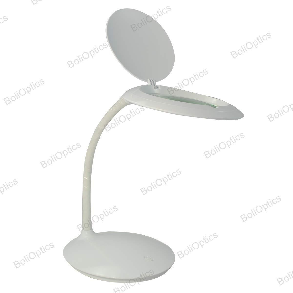 BoliOptics BoliOptics (Glass Lens) Professional LED Magnifying Lamp, Desktop Lamp (5 Diopter, 2.25X Magnification) Flexible Metal Gooseneck, Dimmable, 4 Adjustable Brightness Levels, Daylight Bright MG16201211